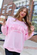 Coffee Weather Light Pink Graphic Sweatshirt