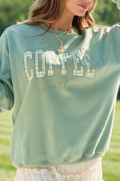 Coffee Weather Sage Graphic Sweatshirt