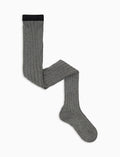 Collant bambino cotone grigio tinta unita a coste - Gallo 1927 - Official Online Shop