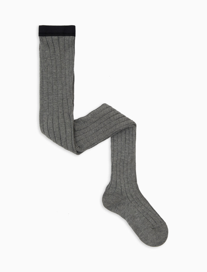 Collant bambino cotone grigio tinta unita a coste - Gallo 1927 - Official Online Shop