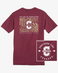The back view of the College of Charleston Halftone Monstera T-Shirt by Southern Tide - Chianti