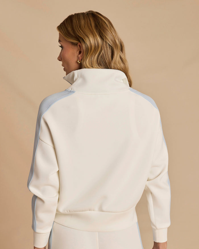 The back view of the Southern Tide Colorblock Lounge Quarter Zip by Southern Tide - Star White