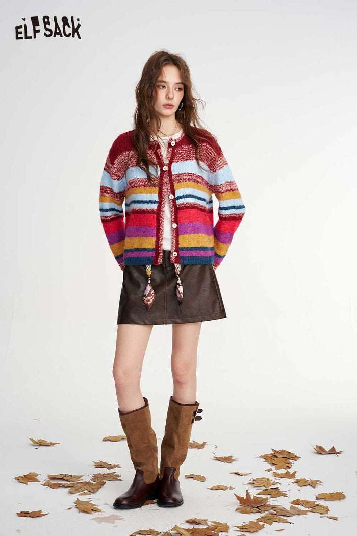 Colorful Striped Casual Cardigan