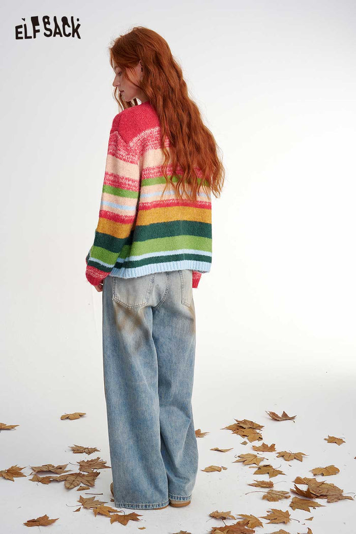 Colorful Striped Casual Cardigan