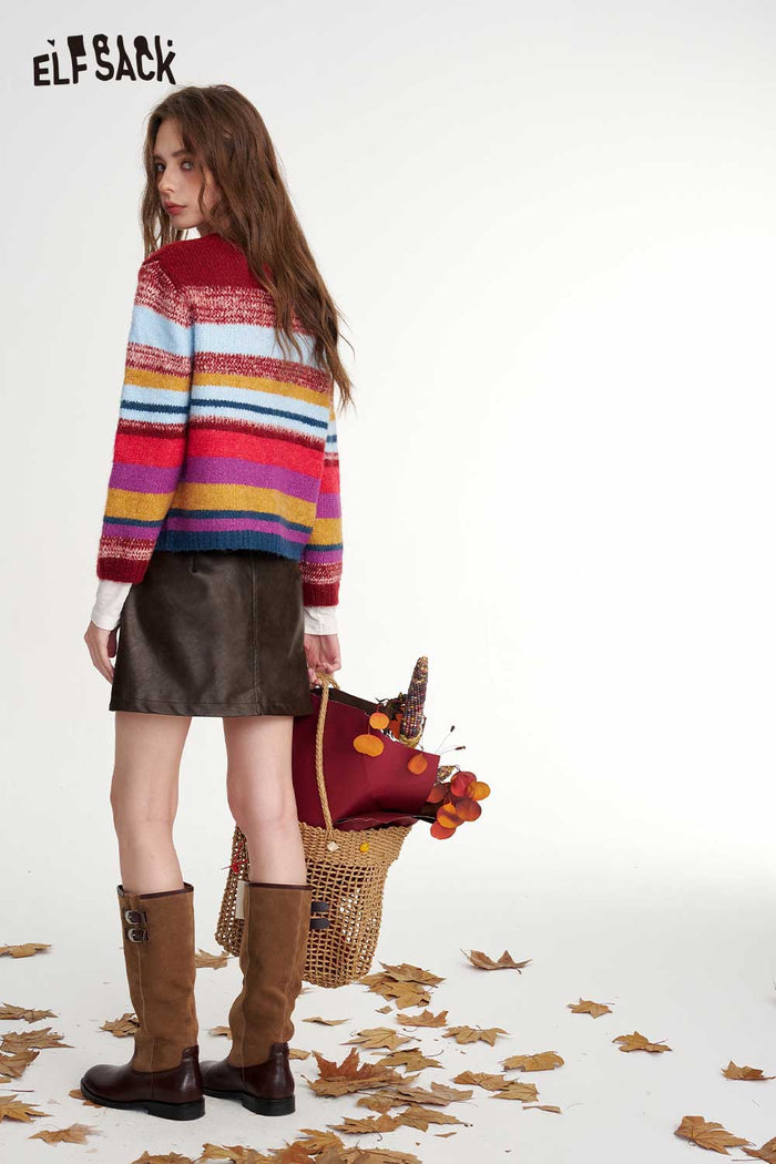 Colorful Striped Casual Cardigan