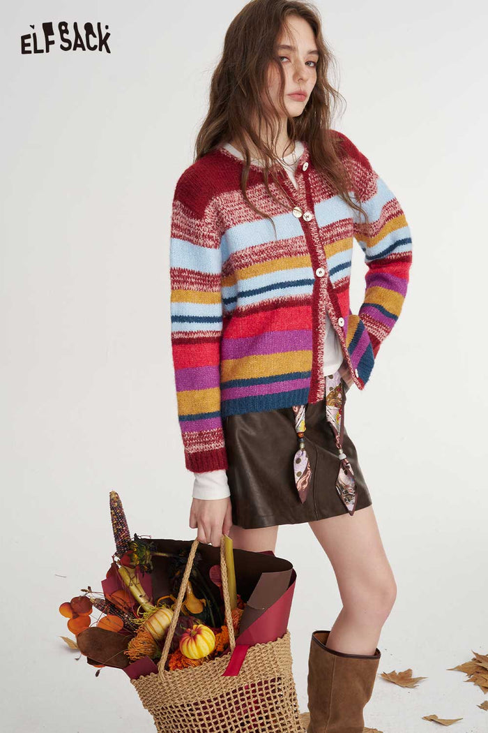 Colorful Striped Casual Cardigan