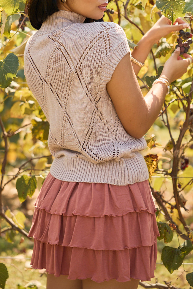 Come Along Rust Ruffled Tiered Mini Skort
