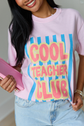 Cool Teacher Club Striped Light Pink Graphic Tee