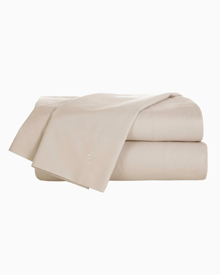 The folded view of the Cotton Twill Sheet Set by Southern Tide - Oatmeal