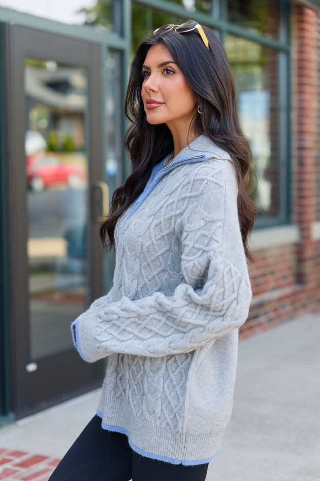 Countryside Classic Cable Knit Quarter Zip Grey
