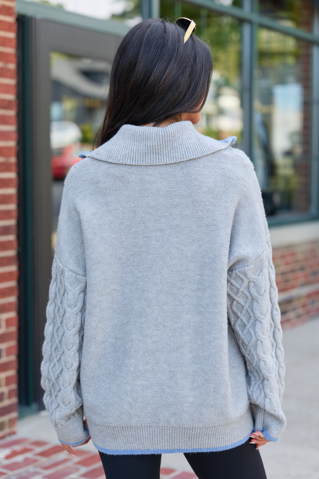 Countryside Classic Cable Knit Quarter Zip Grey