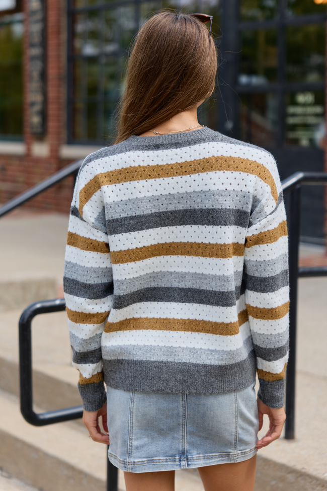Cozy At Heart Multi Stripe Open Knit Cardigan