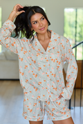 Cozy Crush Lightweight Long Sleeve Pajama Top - Green Stripe Floral
