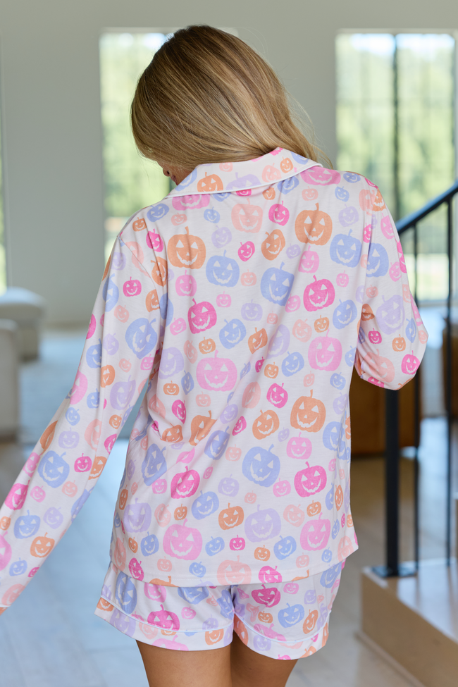 Cozy Crush Lightweight Long Sleeve Pajama Top - Halloween Jack-O-Lantern Print