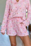 Cozy Crush Lightweight Pajama Shorts - Halloween Candy Corn and Ghosts Print