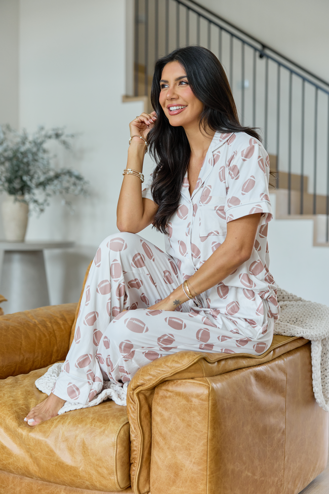 Cozy Crush Lightweight Short Sleeve Pajama Top - Football