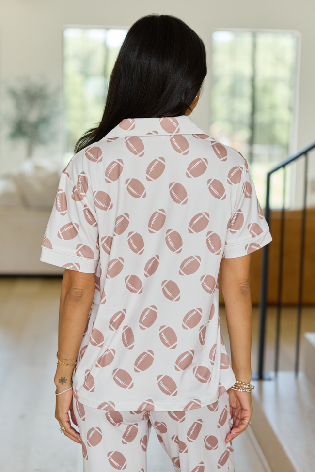 Cozy Crush Lightweight Short Sleeve Pajama Top - Football