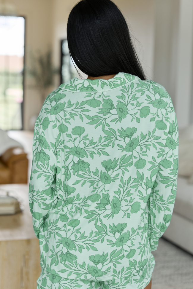 Cozy Crush Long Sleeve Pajama Top - Green Floral