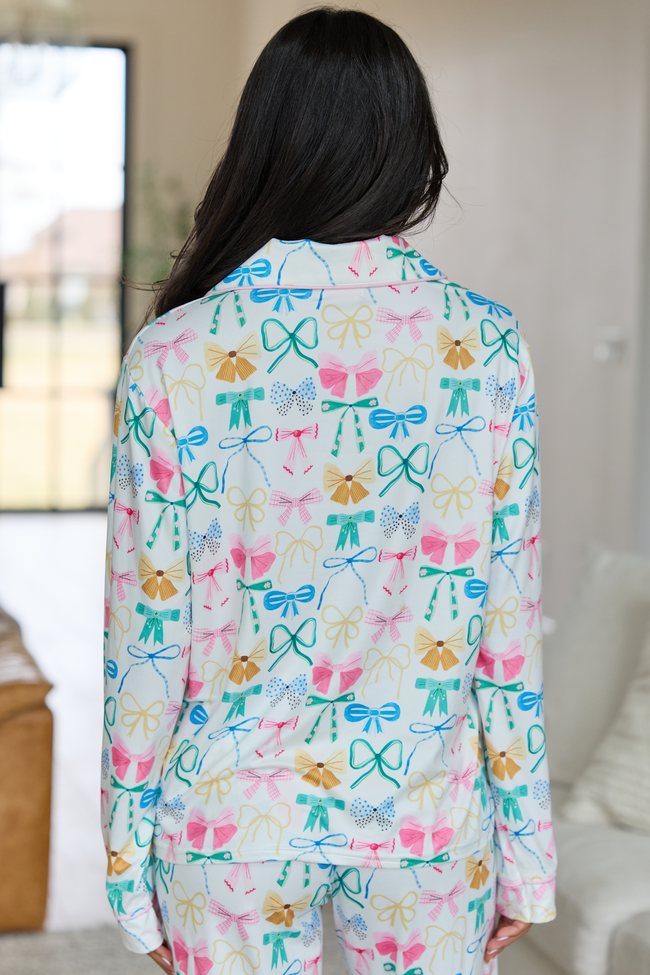 Cozy Crush Long Sleeve Pajama Top - Take A Bow Multi Pastel
