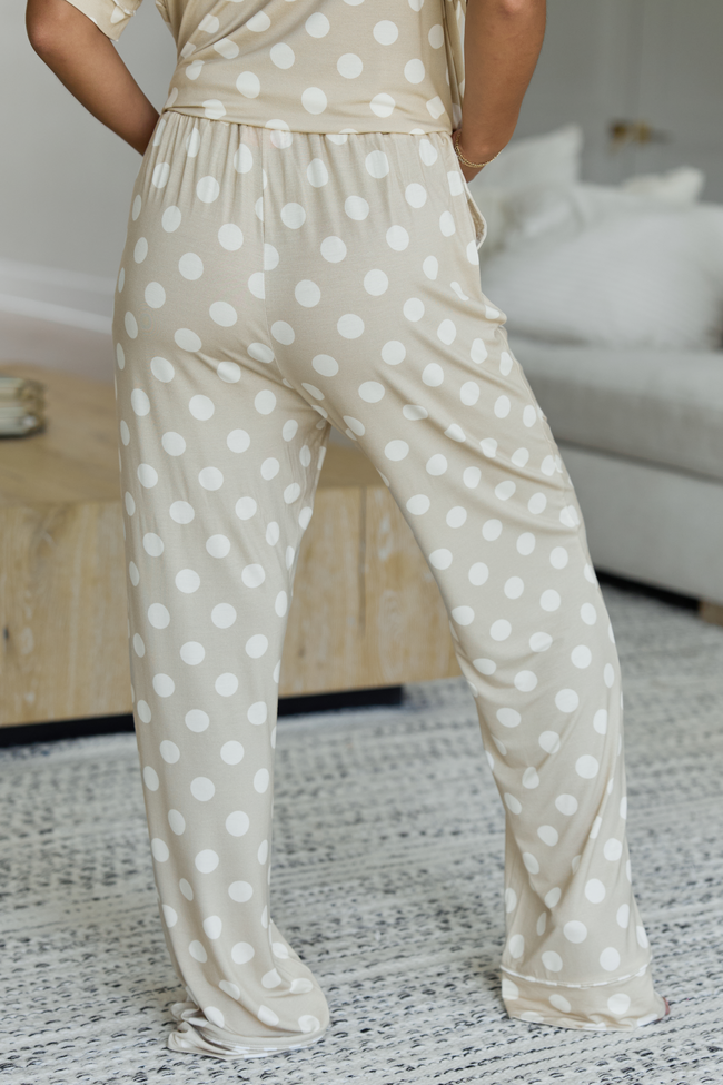 Cozy Crush Pajama Pants - Taupe Polka Dot