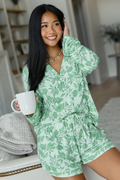 Cozy Crush Pajama Shorts - Green Floral