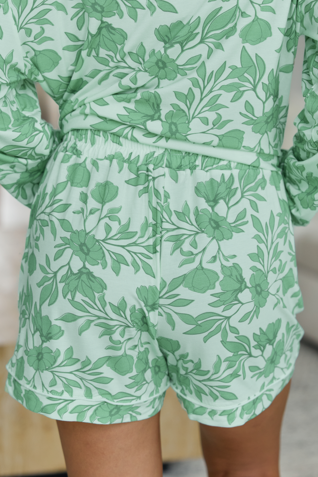 Cozy Crush Pajama Shorts - Green Floral