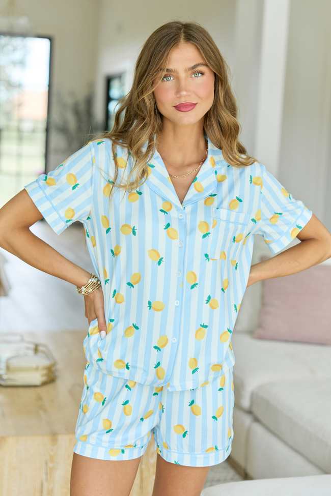 Cozy Crush Pajama Shorts - Lemon Stripe