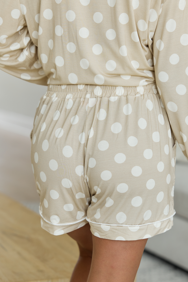 Cozy Crush Pajama Shorts - Taupe Polka Dot