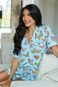 Cozy Crush Short Sleeve Pajama Top - Blue Butterfly