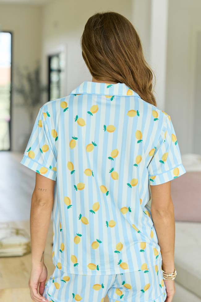 Cozy Crush Short Sleeve Pajama Top - Lemon Stripe