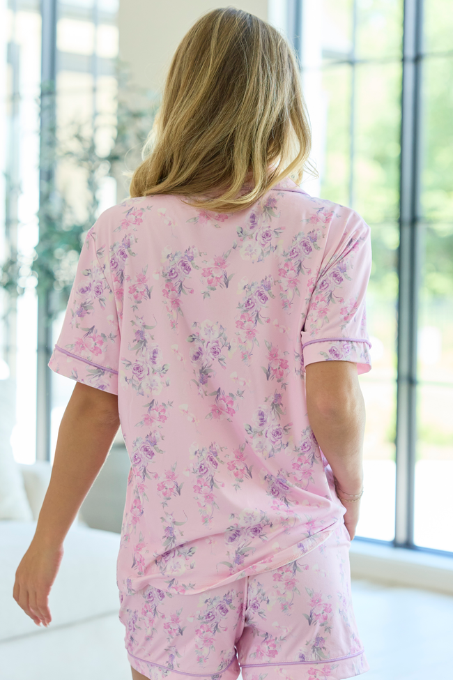 Cozy Crush Short Sleeve Pajama Top - Lilac Floral