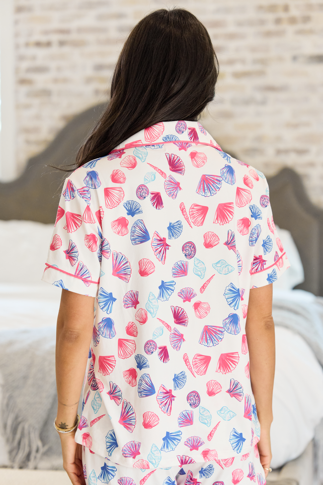 Cozy Crush Short Sleeve Pajama Top - Pink Seashell FINAL SALE