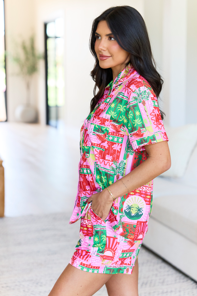 Cozy Crush Short Sleeve Pajama Top - Postcards From Paradise