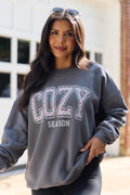 Cozy Season Polka Dot Dark Grey Graphic Sweatshirt