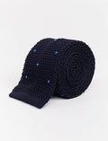 Cravatta uomo seta blu con pois ricamato - Gallo 1927 - Official Online Shop