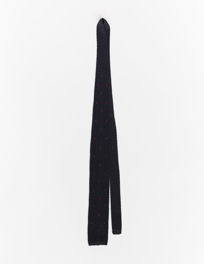 Cravatta uomo seta blu con pois ricamato - Gallo 1927 - Official Online Shop