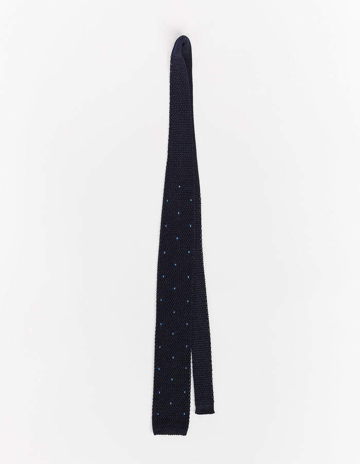 Cravatta uomo seta blu con pois ricamato - Gallo 1927 - Official Online Shop