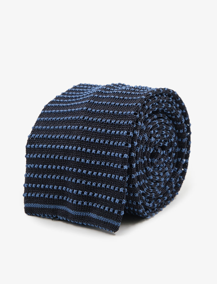 Cravatta uomo seta blu con righine orizzontali - Gallo 1927 - Official Online Shop