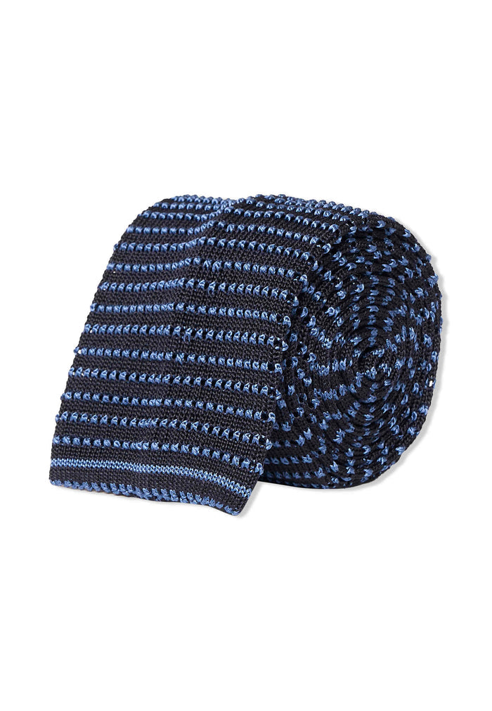 Cravatta uomo seta blu con righine orizzontali - Gallo 1927 - Official Online Shop