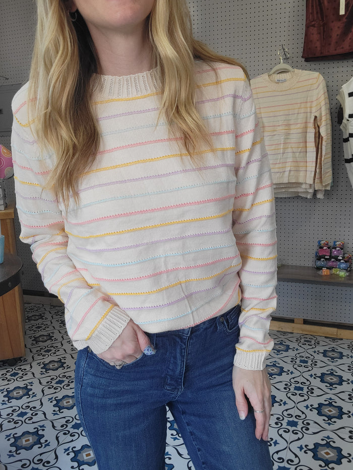 Cream Striped Sweater