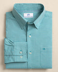 The front view of the Southern Tide Crofton Plaid Charleston Sport Shirt by Southern Tide - Spruce Shade