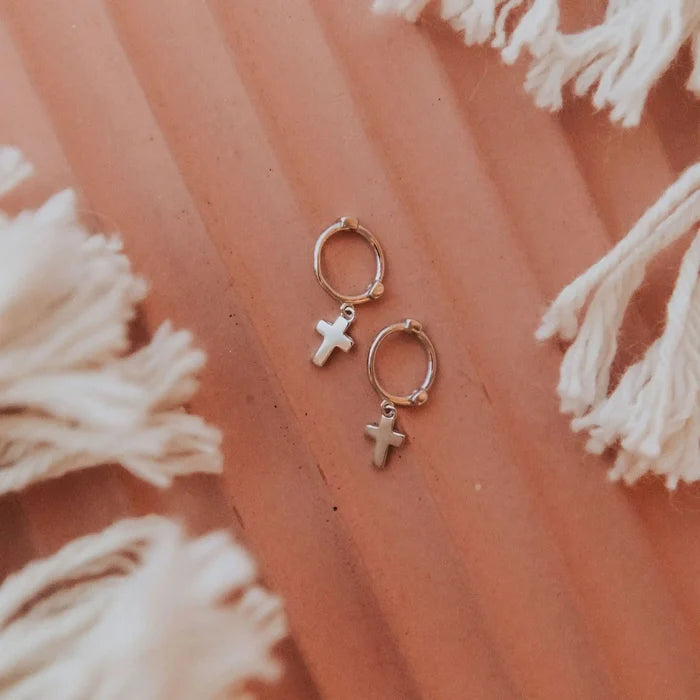 Cross Hoop Earrings