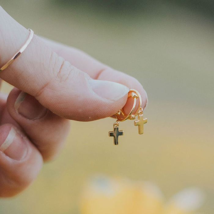 Cross Hoop Earrings