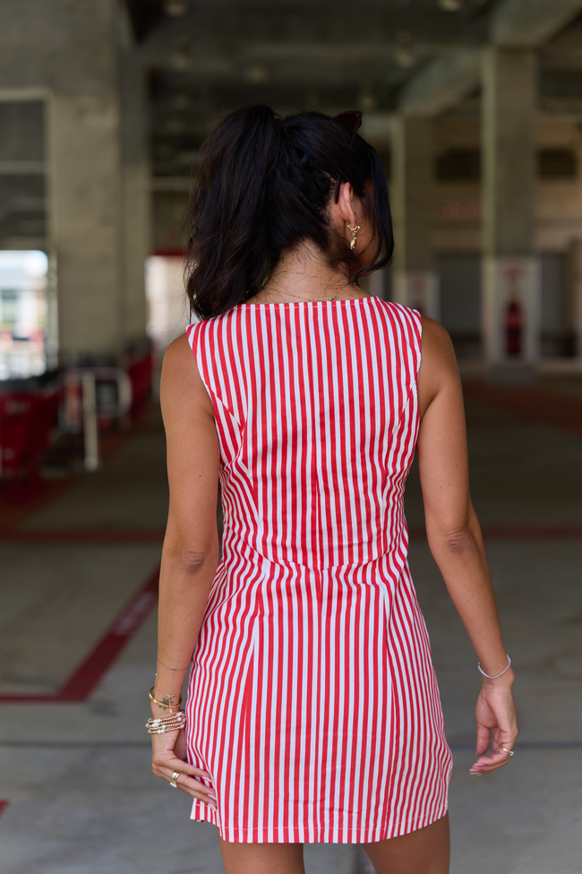 Crowd Favorite Red Striped A-Line Dress