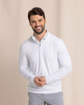 The front view of the Southern Tide Cruiser ST Geo Printed Quarter Zip by Southern Tide - Classic White
