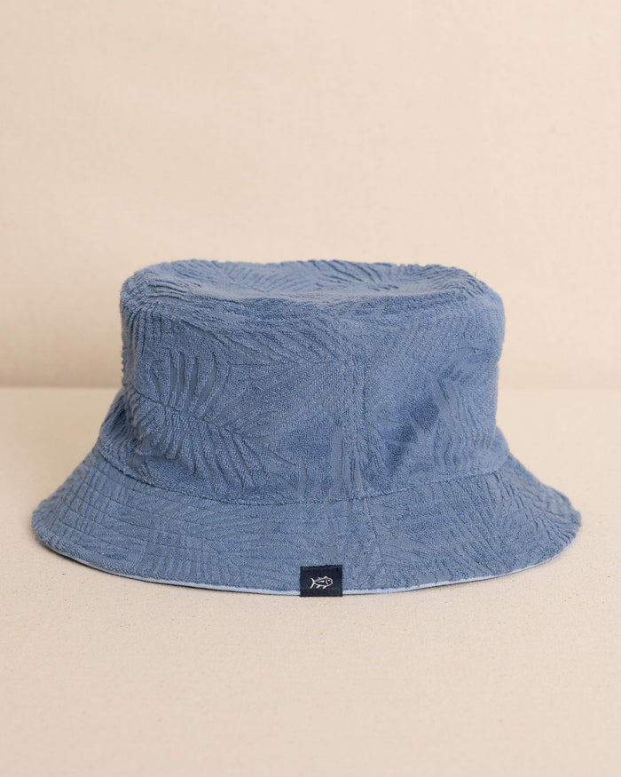 The front view of the Southern Tide Crystal Beach Terry Reversible Bucket Hat by Southern Tide - Blue