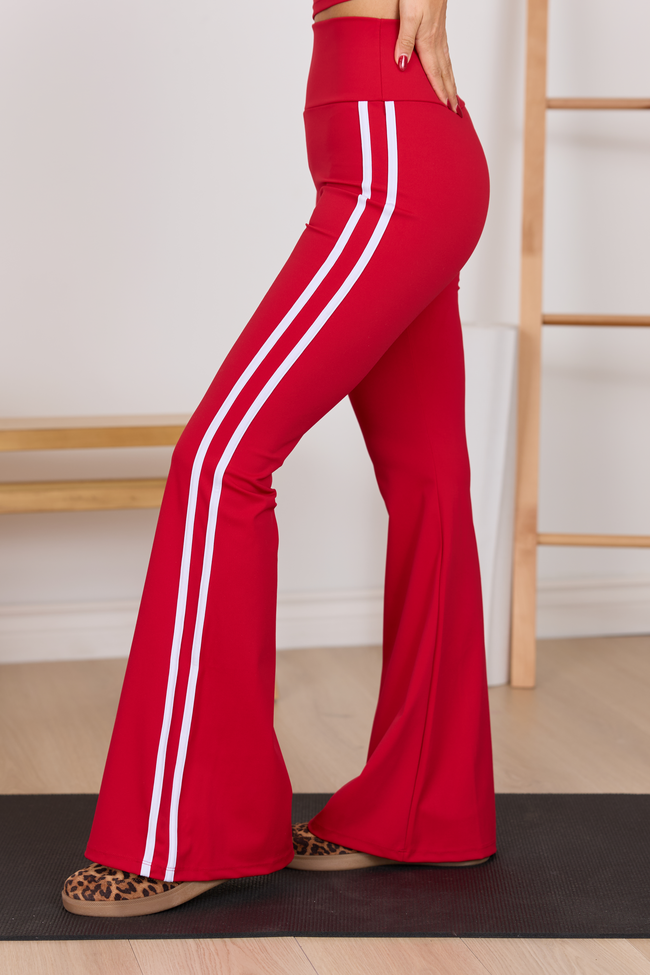 Daily Dash Cherry Red Flare Leggings FINAL SALE