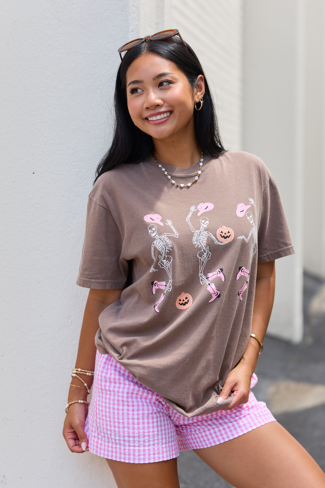 Dancing Skeletons Brown Graphic Tee