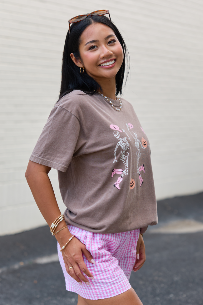 Dancing Skeletons Brown Graphic Tee