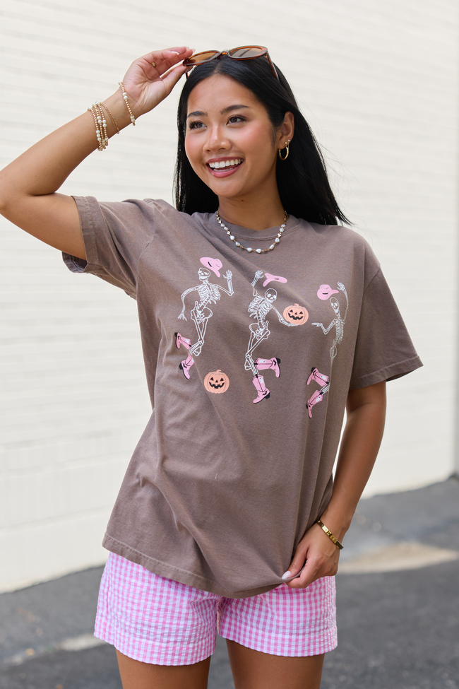 Dancing Skeletons Brown Graphic Tee